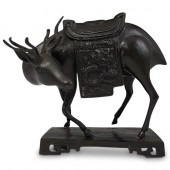 CHINESE BRONZE REINDEER STATUE