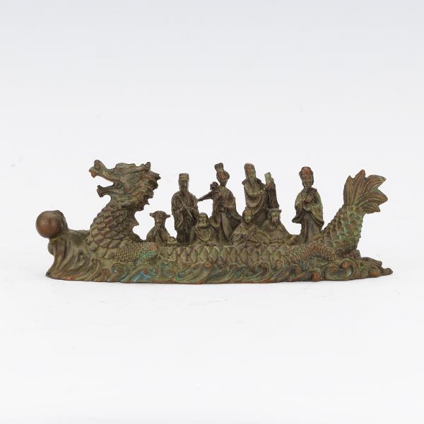 CHINESE BRONZE SCROLL WEIGHT  6"L x