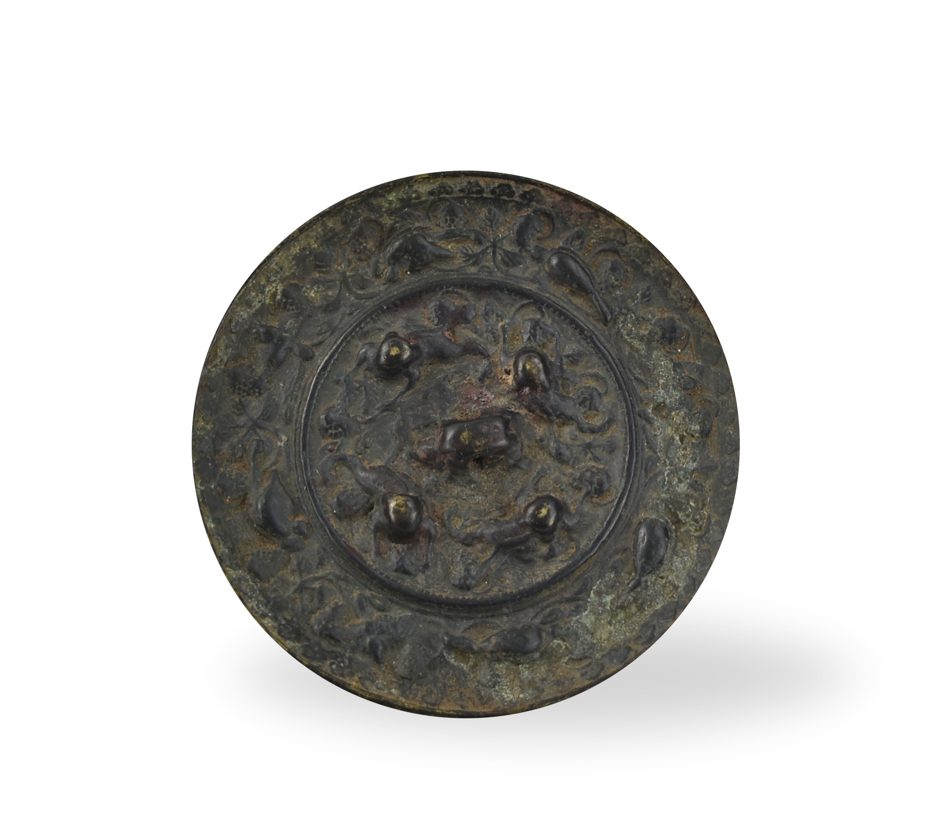 CHINESE BRONZE "SQUIRREL & GRAPE"
