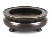 CHINESE BRONZE TRIPOD CENSER ,