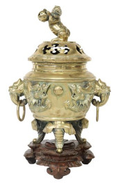 CHINESE BRONZE TRIPOD CENSER &