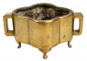 CHINESE BRONZE TWO HANDLED CEN