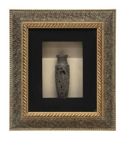 CHINESE BRONZE VASE IN SHADOWBOX