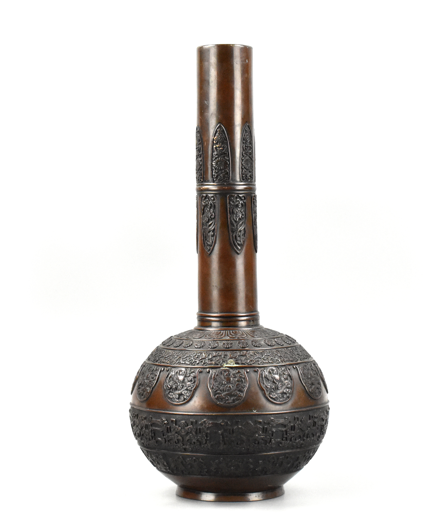 CHINESE BRONZE VASE W/ DRAGON
