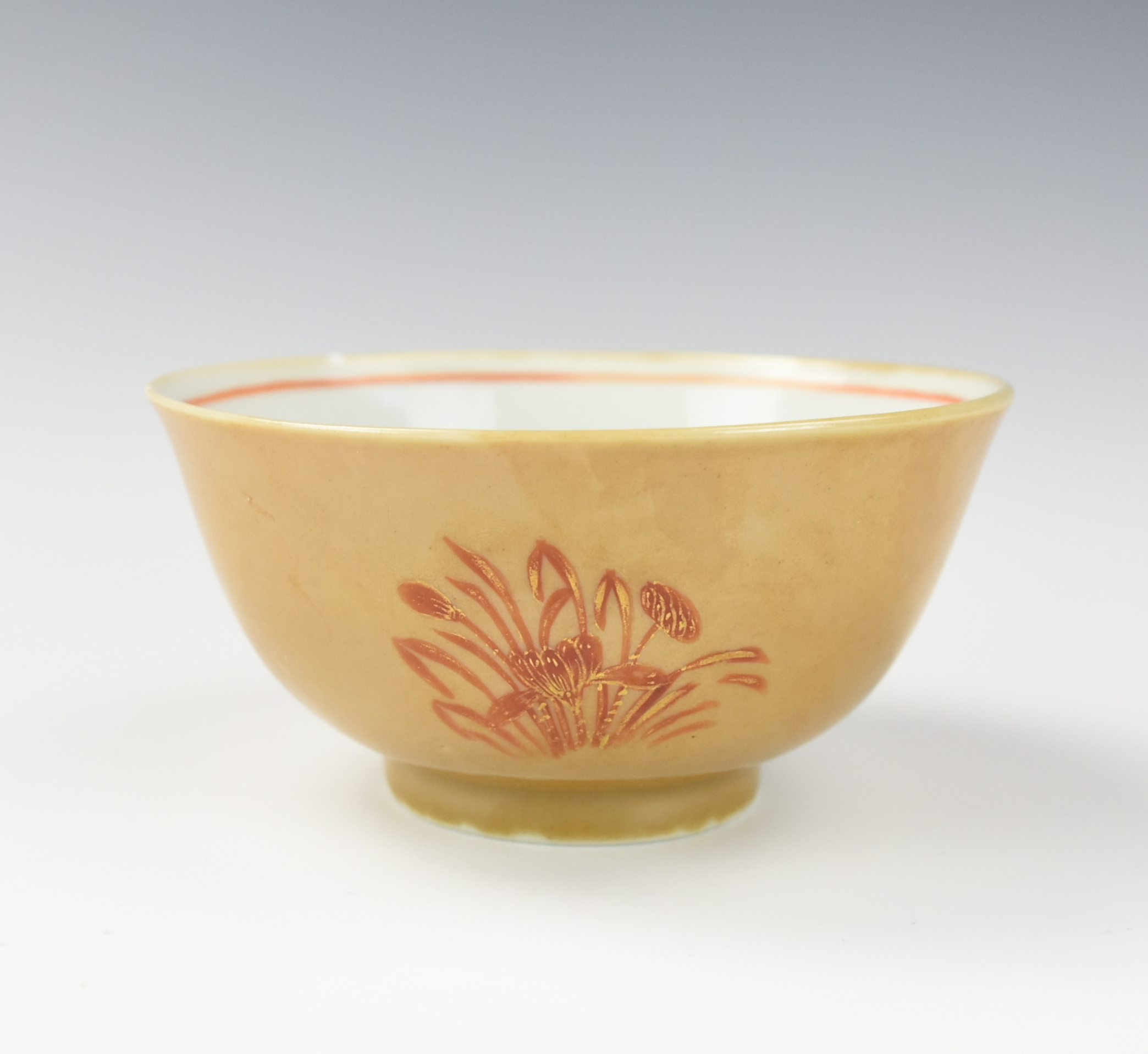 CHINESE BROWN GLAZE & GILT IRON RED