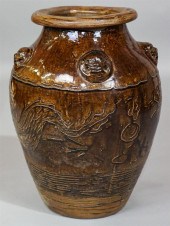 CHINESE BROWN-GLAZED STORAGE J
