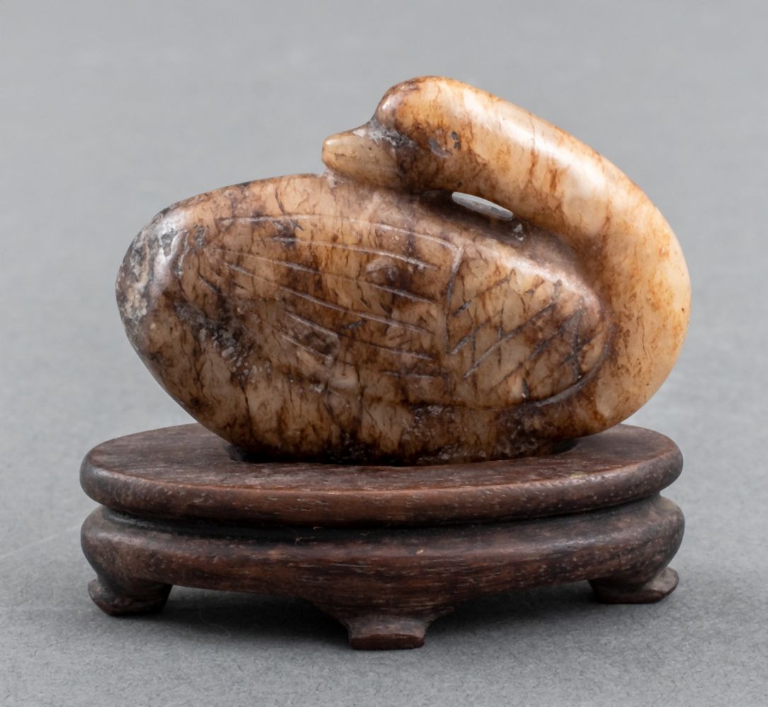 CHINESE BROWN JADE CARVING OF