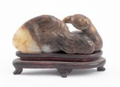 CHINESE BROWN JADE CARVING OF