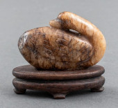 CHINESE BROWN JADE CARVING OF