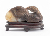 CHINESE BROWN JADE CARVING OF