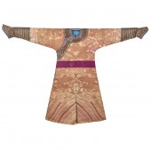 CHINESE BROWN SILK BROCADE 'DR