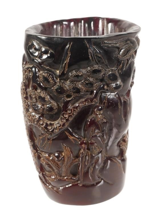 CHINESE BUFFALO HORN CUPDeep red