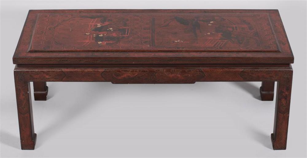 CHINESE BURGUNDY LACQUER COFFEE