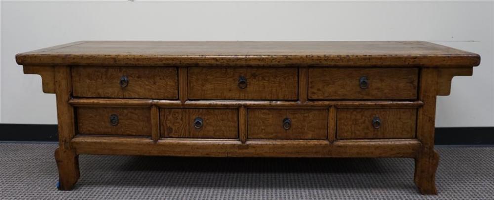 CHINESE BURLWOOD LOW CABINET, H: