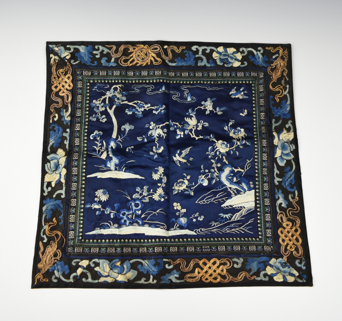 CHINESE BUZI W/ FLOWER & BIRD, LATE