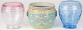 CHINESE CACHE POT AND ART GLAS