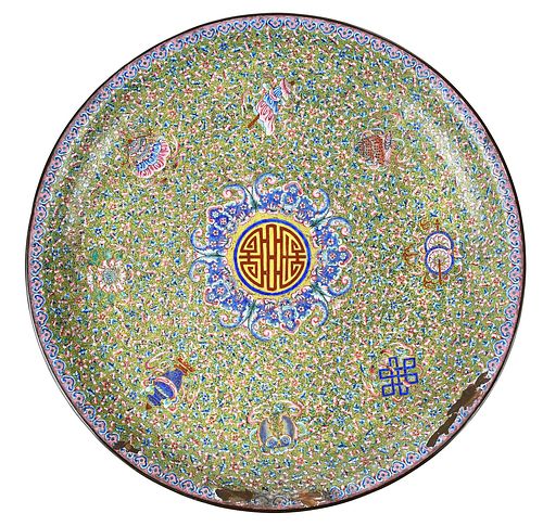 CHINESE CANTON ENAMEL ON BRASS