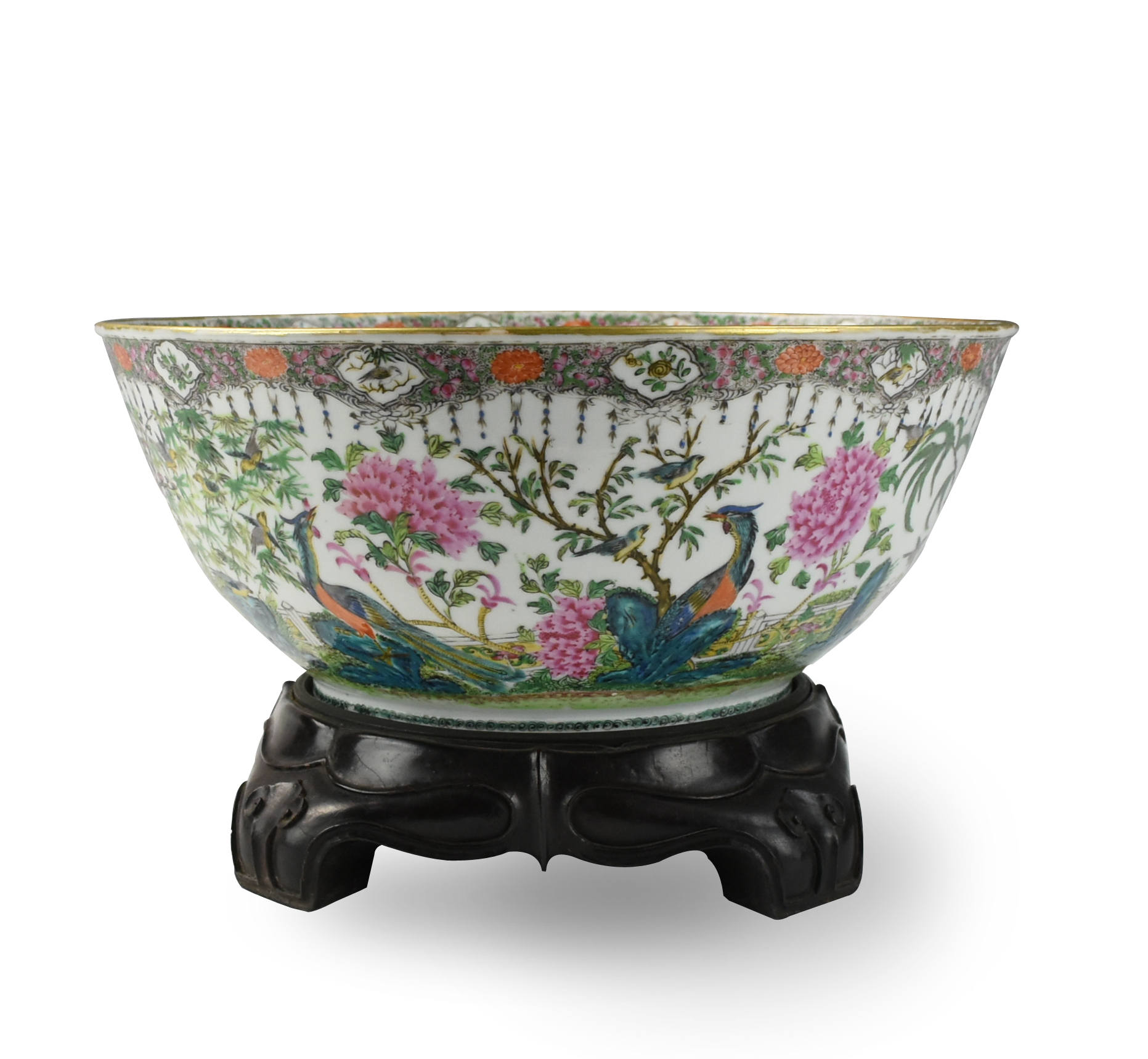 CHINESE CANTON GLAZE PUNCH BOWL