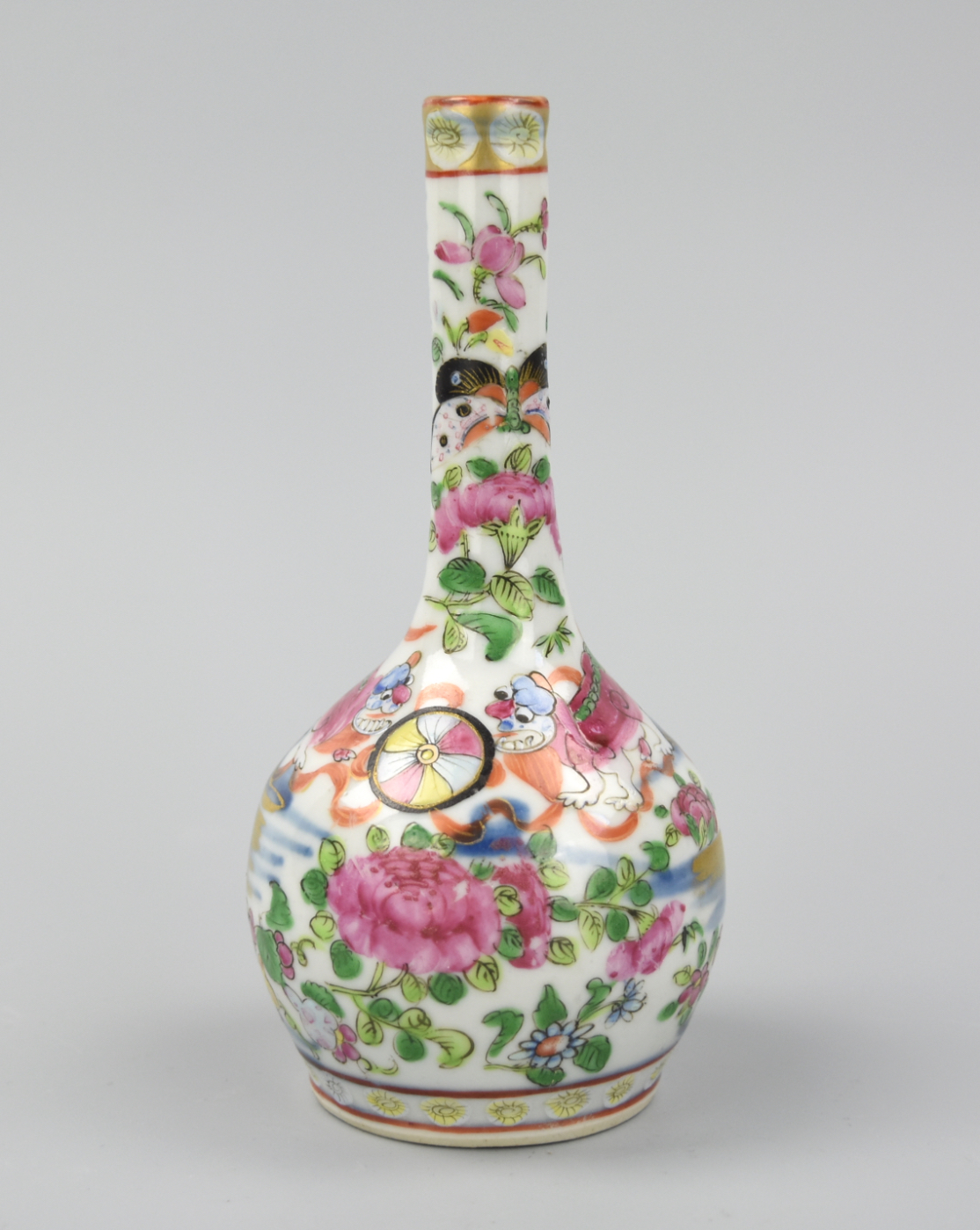 CHINESE CANTON GLAZED GILT VASE