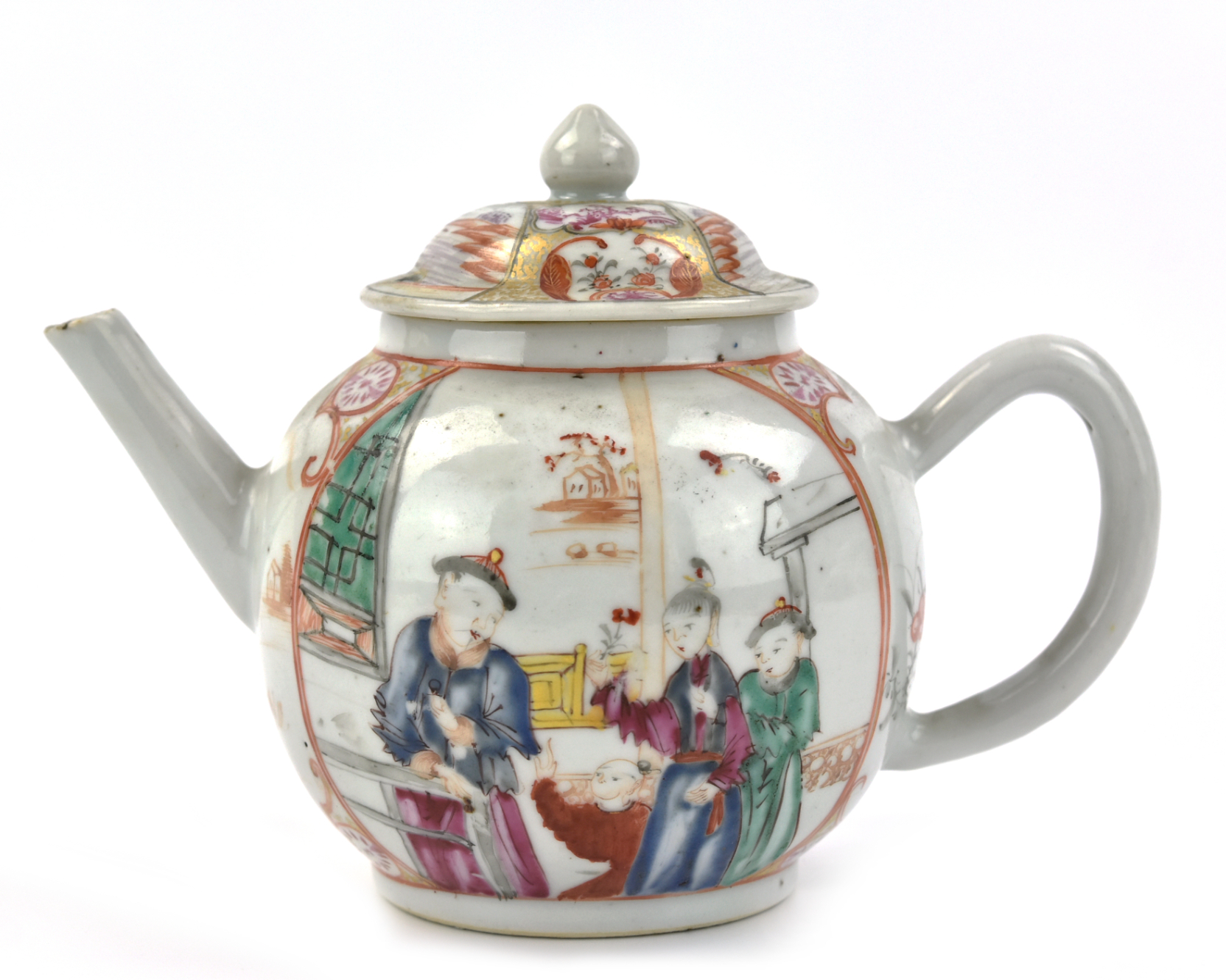 CHINESE CANTON GLAZED TEAPOT W/