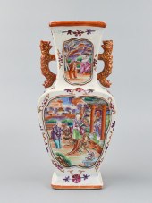 CHINESE CANTON SQUARE VASE W/