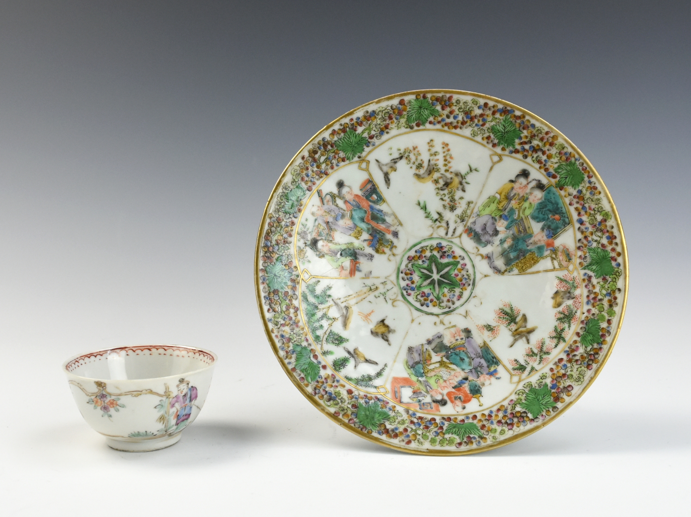 CHINESE CANTONESE GLAZED PLATE &