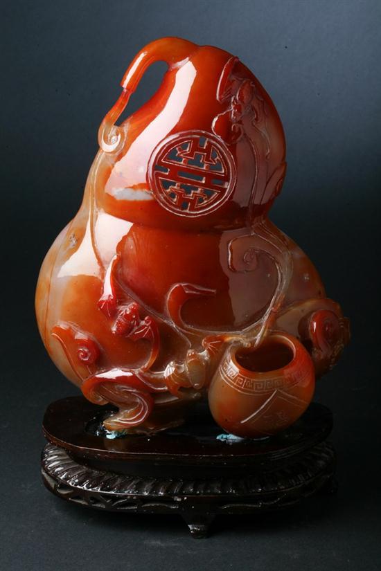 CHINESE CARNELIAN DOUBLE GOURD WALL