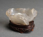 CHINESE CARVED AGATE BRUSH WAS