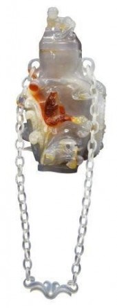 CHINESE CARVED AGATE ORNAMENTA