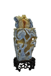 CHINESE CARVED AGATE STONE COV