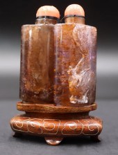 CHINESE CARVED AMETHYST DOUBLE