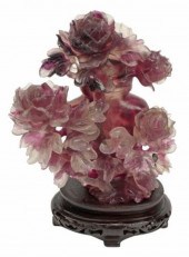CHINESE CARVED AMETHYST FLORAL