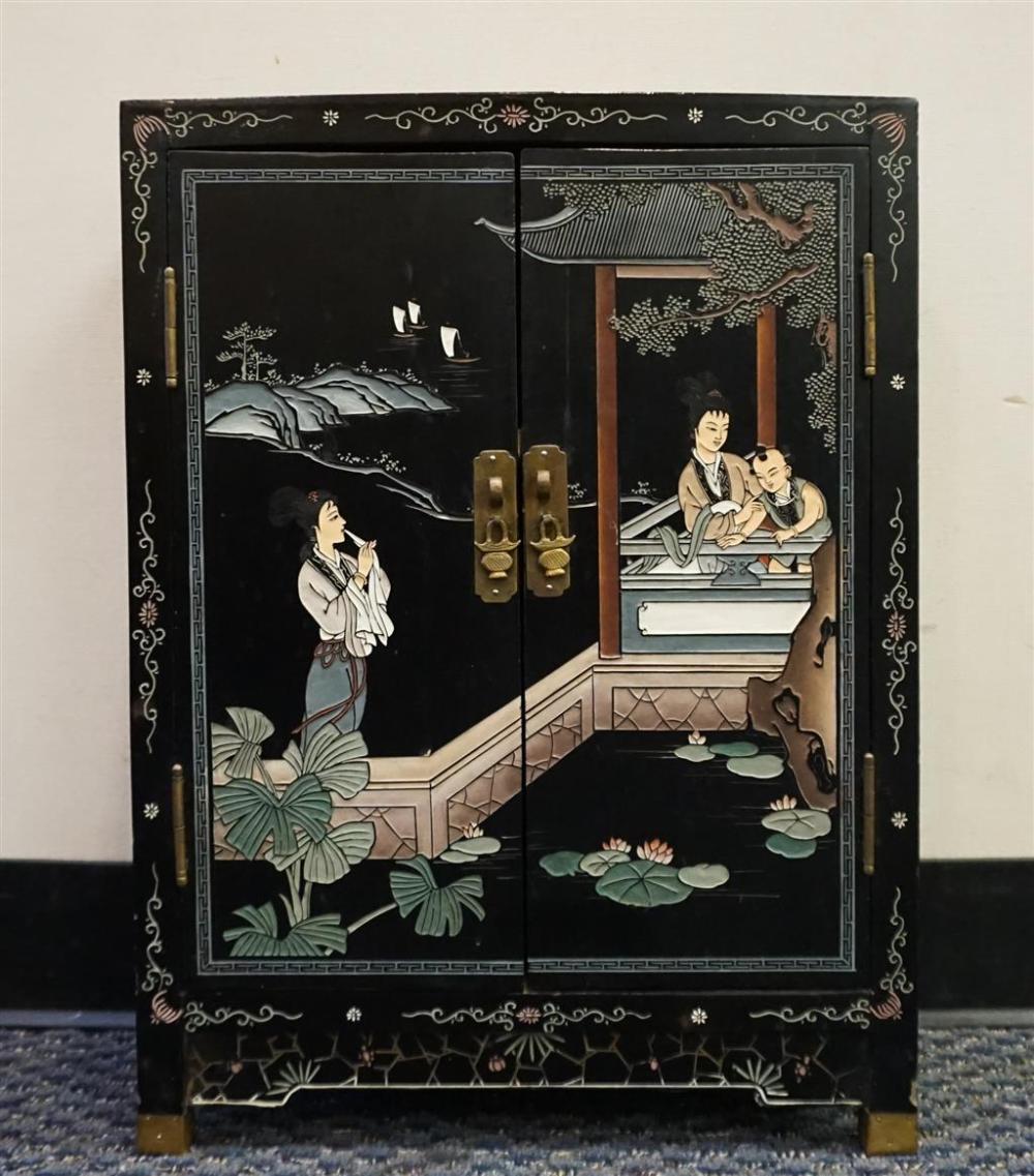 CHINESE CARVED AND DECORATED LOW