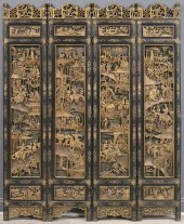 CHINESE CARVED AND GILT DECORA