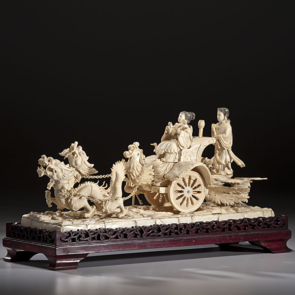 Chinese Carved and Inked Ivory