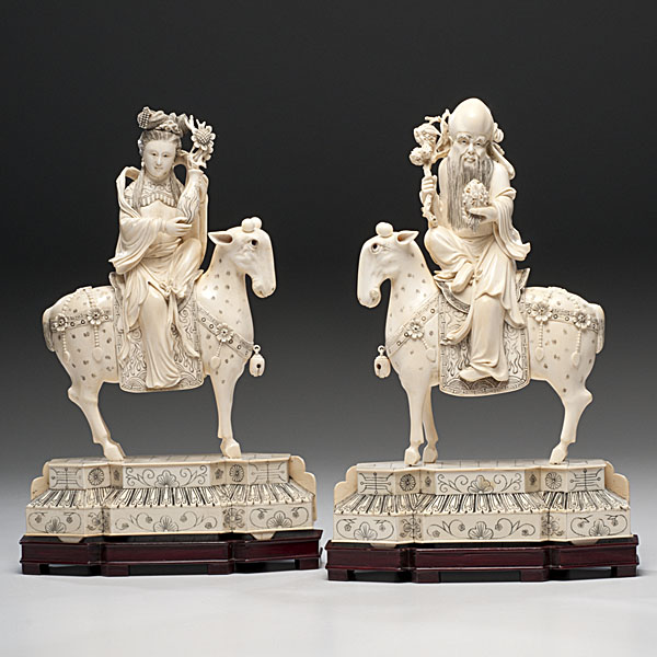 Chinese Carved and Inked Ivory