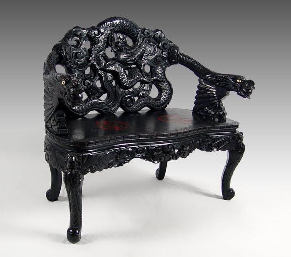 CHINESE CARVED AND LACQUERED