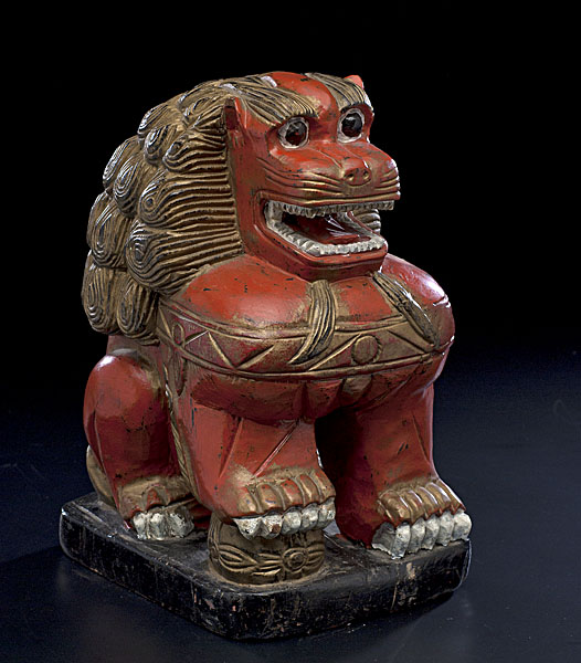 Chinese Carved and Painted Foo