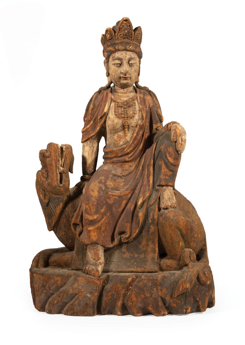 CHINESE CARVED AND PAINTED WOOD