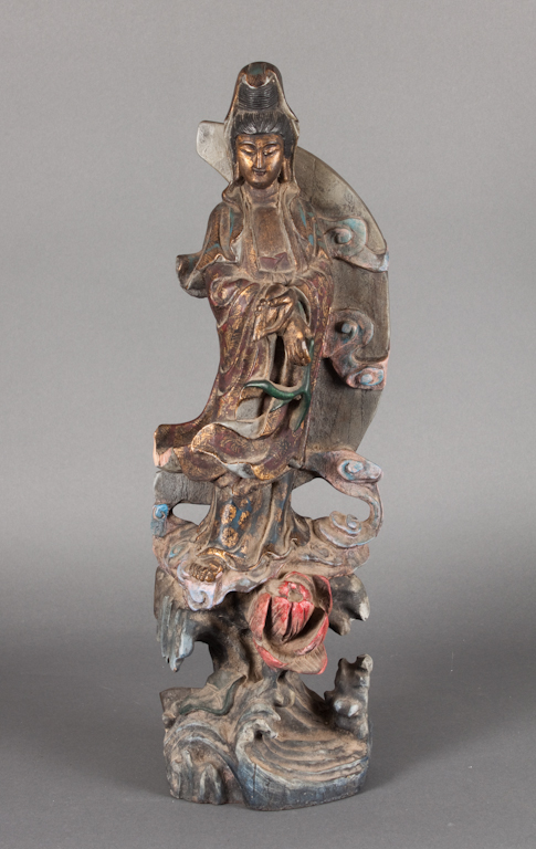 Chinese carved and polychromed wood