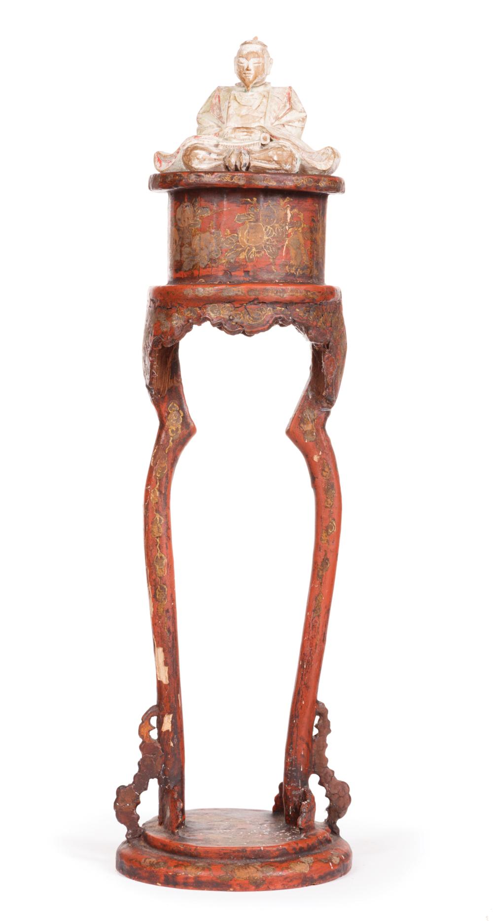 CHINESE CARVED AND POLYCHROMED WOOD