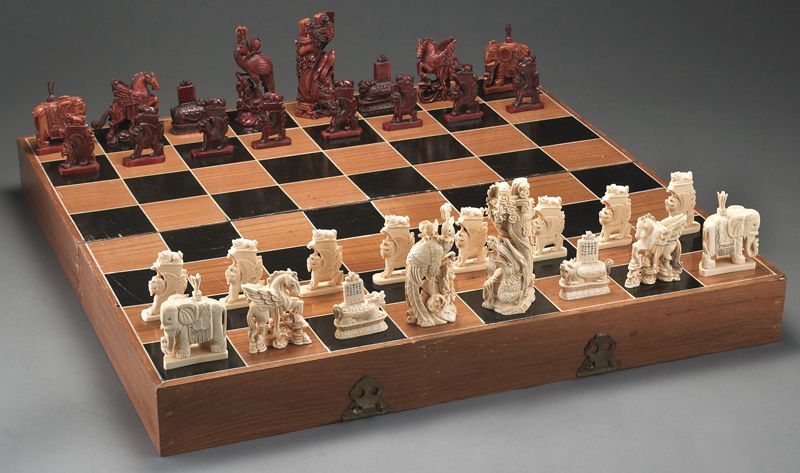 Chinese carved and stained ivory