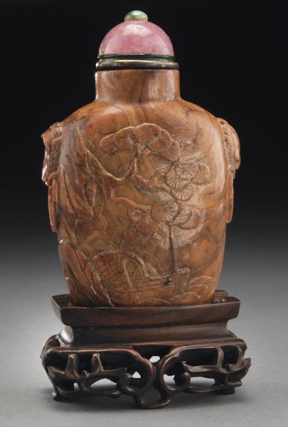Chinese carved Baltic amber snuff