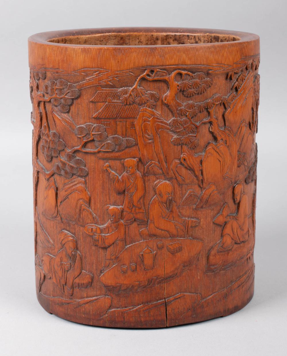 CHINESE CARVED BAMBOO BITONG (BRUSH
