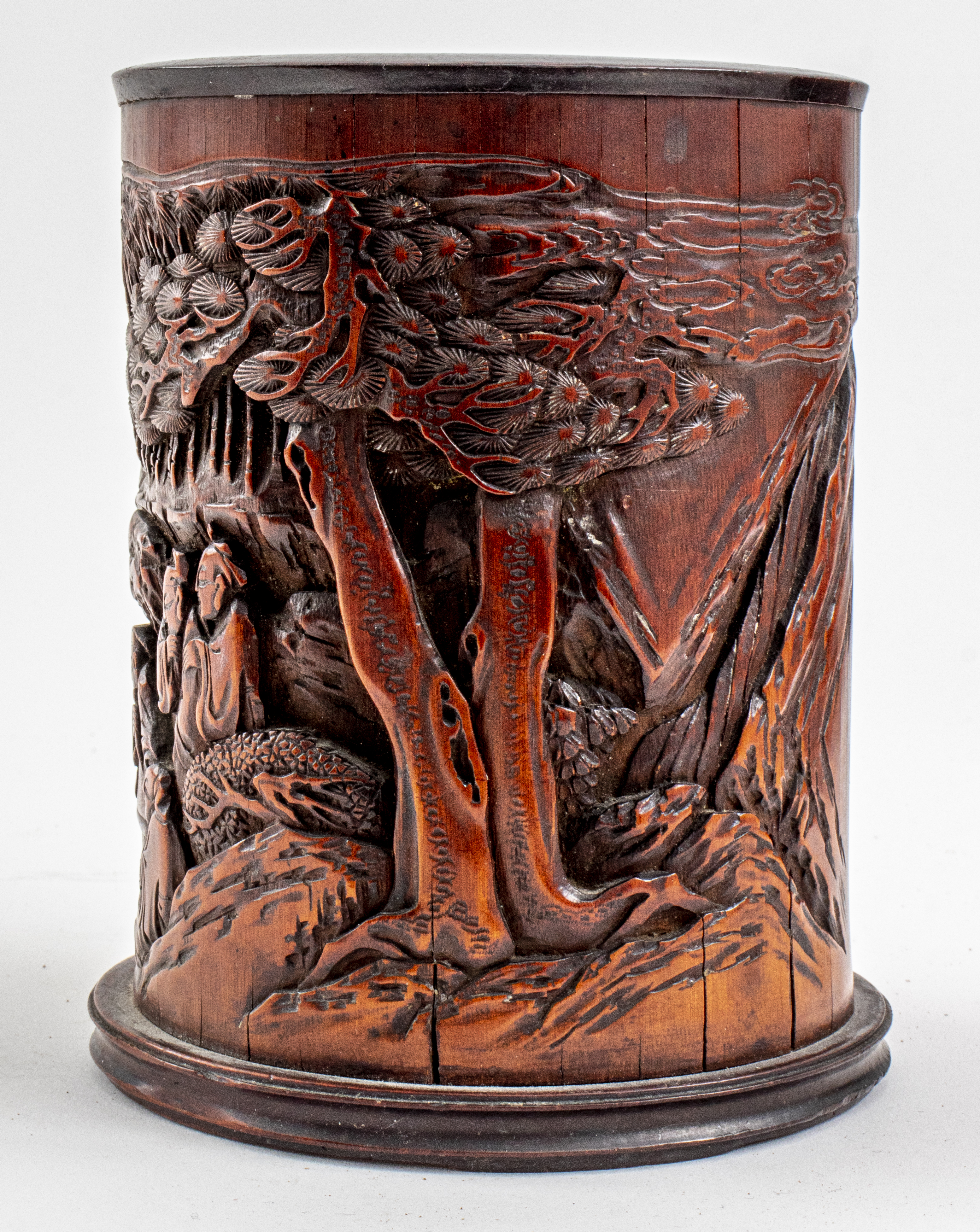 CHINESE CARVED BAMBOO BRUSH POT