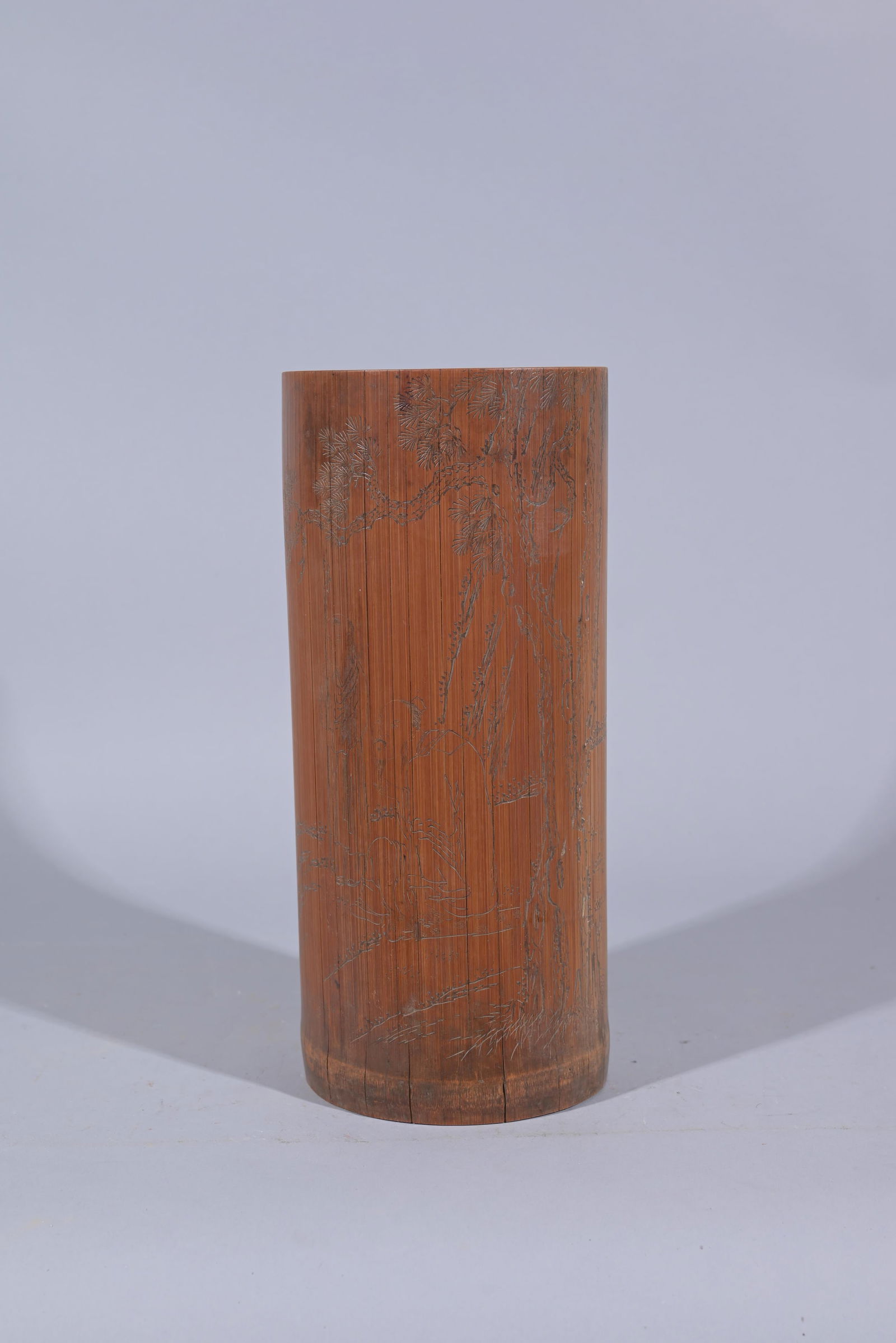 CHINESE CARVED BAMBOO BRUSHPOT W/