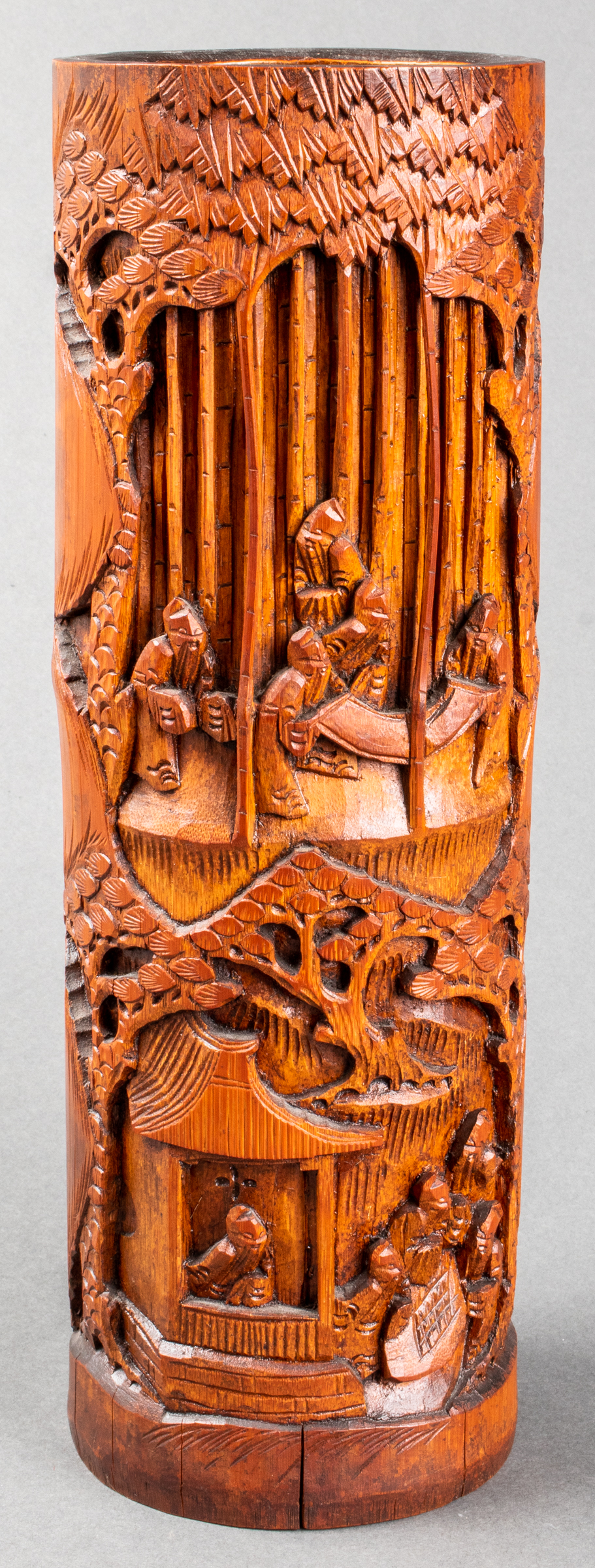 CHINESE CARVED BAMBOO TALL BITONG