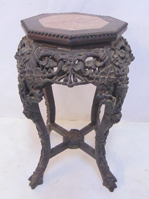 CHINESE CARVED BASE MARBLE TOP