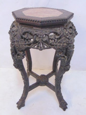 CHINESE CARVED BASE MARBLE TOP