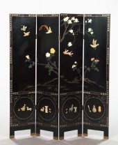 Chinese Carved Black Lacquer F
